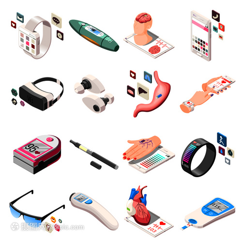 便攜式電子產(chǎn)品在醫(yī)學生活中的等距圖標應用